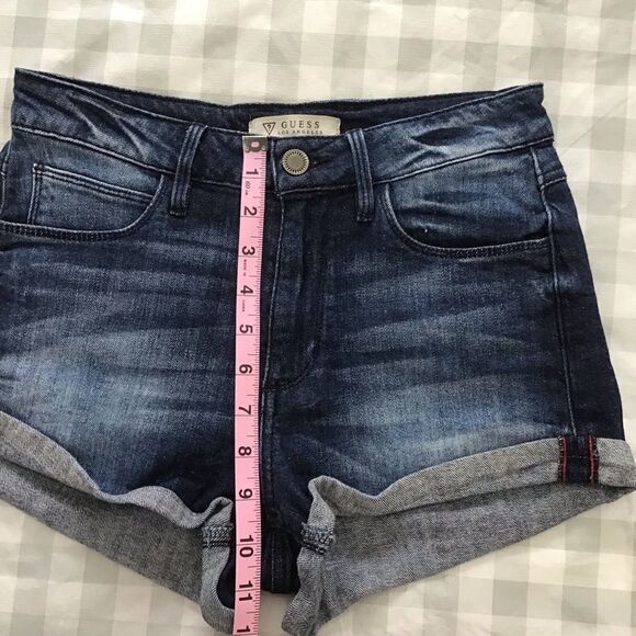 GUESS jeans shorts distressed blue denim size 26 sexy mini shorts stretchy - Picture 5 of 9